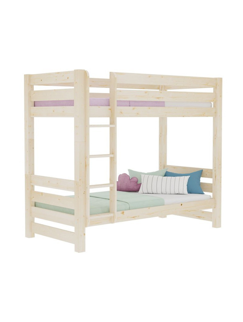 Bunk bed for children's bedrooms in solid wood 90x200 cm with ladder and extra storage space ATLAS by Benlemi