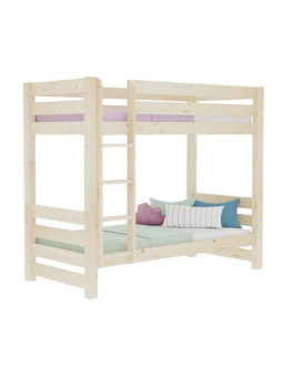 Bunk bed for children's bedrooms in solid wood 90x200 cm with ladder and extra storage space ATLAS by Benlemi
