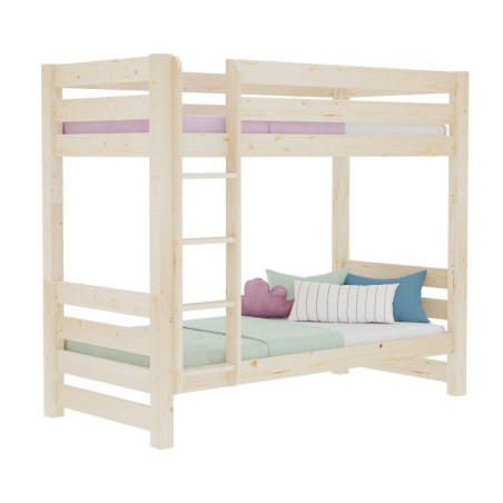 Bunk bed for children's bedrooms in solid wood 90x200 cm with ladder and extra storage space ATLAS by Benlemi