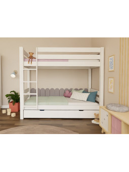 Bunk bed for children's bedrooms in solid wood 90x200 cm with ladder and extra storage space ATLAS by Benlemi