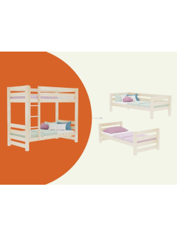 Bunk bed for children's bedrooms in solid wood 90x200 cm with ladder and extra storage space ATLAS by Benlemi