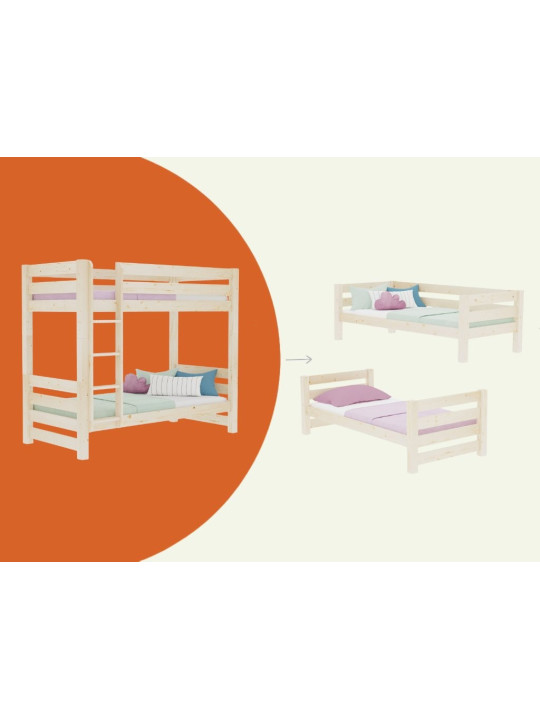 Letto a castello per camerette bambini in legno massello 90x200 cm ATLAS by Benlemi