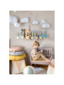 Basket Crate Box in Birch Wood Toy Box Holder for Children's Bedrooms - Trapezoidal pedestal in colored Circus style