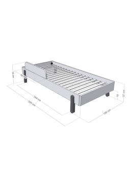 Single Montessori wooden bed for children bedrooms with sidewall and straight or slanted legs model Nova by Benlemi