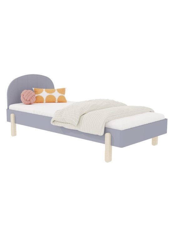 Lettino singolo per camerette bambini in legno con testiera arrotondata disponibile in diverse finiture colorate Nova by Benlemi