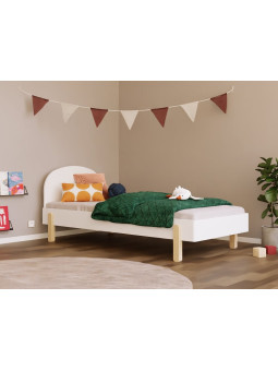 Lettino singolo per camerette bambini in legno con testiera arrotondata disponibile in diverse finiture colorate Nova by Benlemi