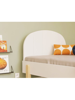 Single Montessori wooden bed for children bedrooms with round headboard and straight or slanted legs model Nova by Benlemi