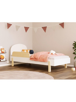 Children's single bed Nova with round headboard and sidewall - Benlemi