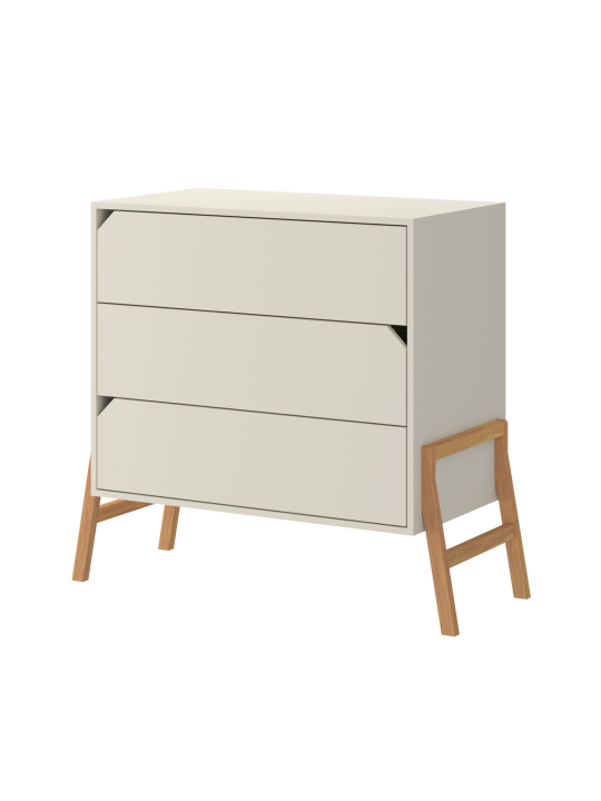Cassettiera con 3 cassetti per la cameretta dei bambini in legno bianco latte e rovere Lotta by BellAmy
