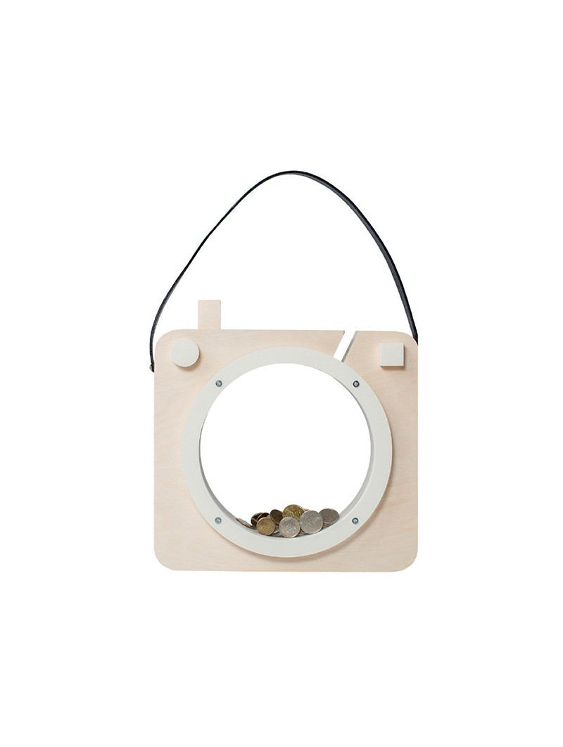 White wooden photo shaped piggy bank “insta munny” - For the Kids Bedroom