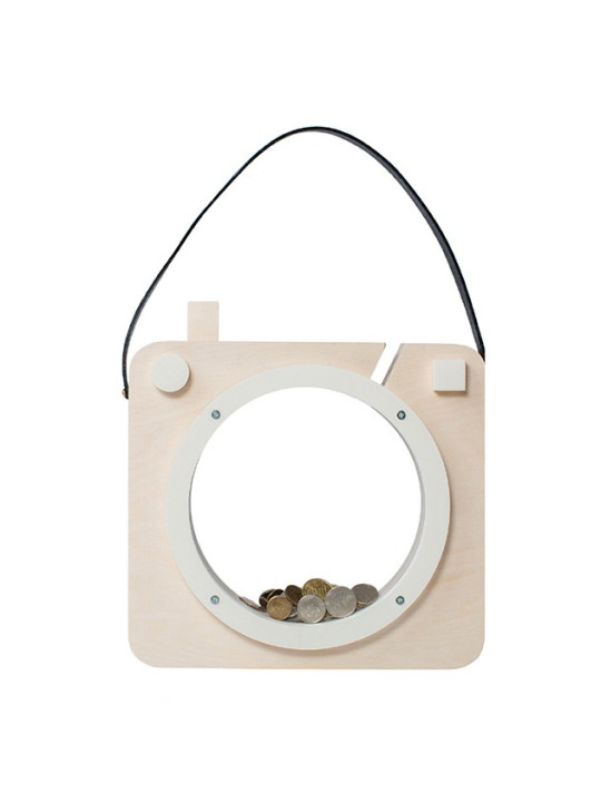 White wooden photo shaped piggy bank “insta munny” - For the Kids Bedroom