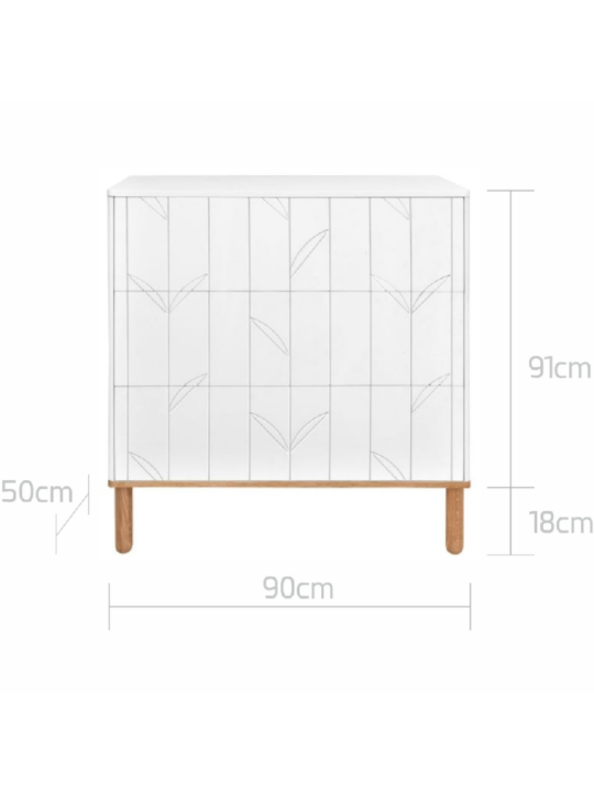 Dresser chest of drawers with changing table for children's bedroom Toteme Botanic with plant decorations BellAmy