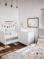 Cot Bed for children's bedroom in White MDF Toteme Botanic with plant decorations by BellAmy
