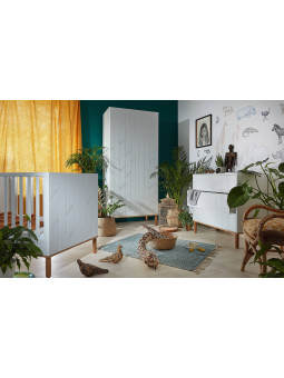 Armadio guardaroba in legno bianco per la cameretta dei Bambini Toteme Botanic con decorazioni vegetali by BellAmy