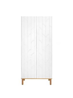 White wooden 2-doors wardrobe for children's bedroom Toteme Botanic with plant decorations by BellAmy