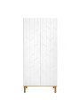 White wooden 2-doors wardrobe for children's bedroom Toteme Botanic with plant decorations by BellAmy