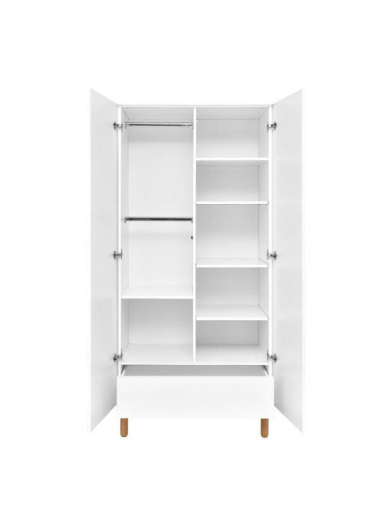 White wooden 2-doors wardrobe for children's bedroom Toteme Botanic with plant decorations by BellAmy