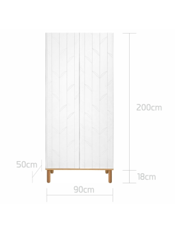 White wooden 2-doors wardrobe for children's bedroom Toteme Botanic with plant decorations by BellAmy