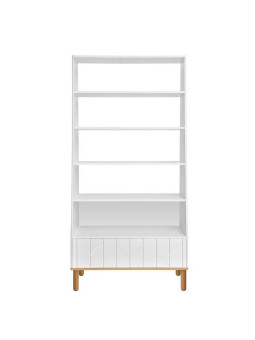 White wooden bookcase for children's bedroom Toteme Botanic with plant decorations by BellAmy