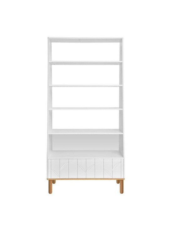 White wooden bookcase for children's bedroom Toteme Botanic with plant decorations by BellAmy