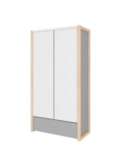 Wardrobe for the Children's Bedroom in white, grey, natural wood with 2 doors Pinette by BellAmy