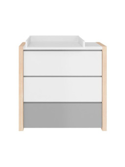 3-Drawers Chest for the Children's Bedroom in white, grey, natural wood with Changing Table Pinette by BellAmy
