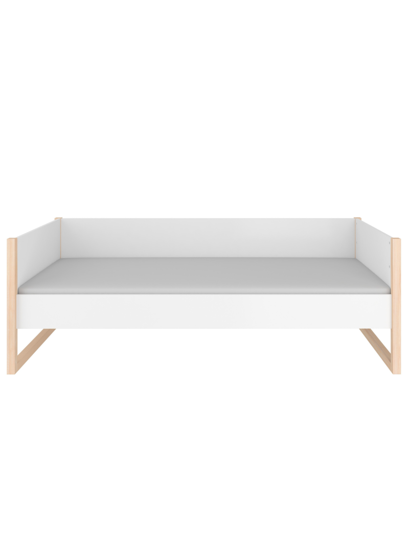 Letto singolo 90x200 per la cameretta dei Bambini e Adolescenti in legno bianco, grigio e naturale Pinette - by BellAmy