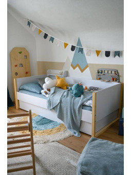 Single Bed 90x200 for the Children's Bedroom in white, grey, natural wood Pinette by BellAmy