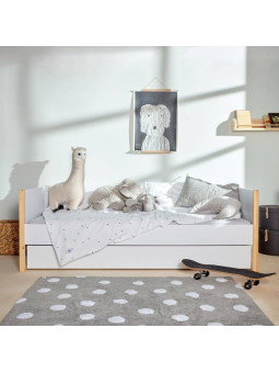 Single Bed 90x200 for the Children's Bedroom in white, grey, natural wood Pinette by BellAmy
