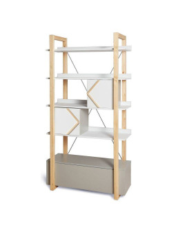 Bookcase for the Children's Bedroom in white, grey, natural wood Pinette by BellAmy