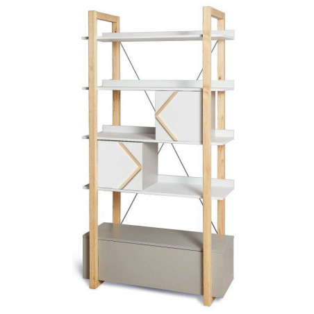 Libreria per la cameretta dei Bambini in legno bianco, grigio e naturale Pinette - by BellAmy