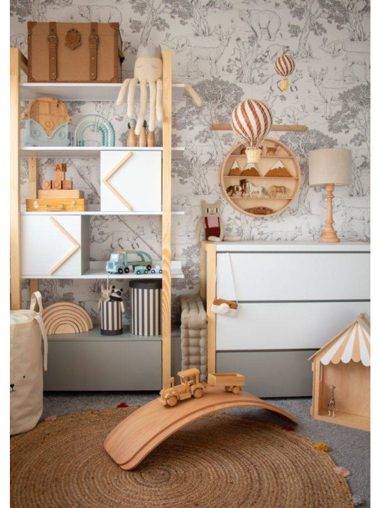 Libreria per la cameretta dei Bambini in legno bianco, grigio e naturale Pinette - by BellAmy