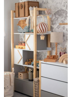 Libreria per la cameretta dei Bambini in legno bianco, grigio e naturale Pinette - by BellAmy