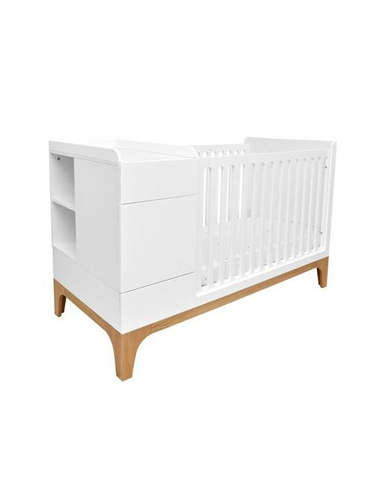 Culla 70x120 estendibile a 70x160 + scrivania UP! bianca per bambini - BellAmy