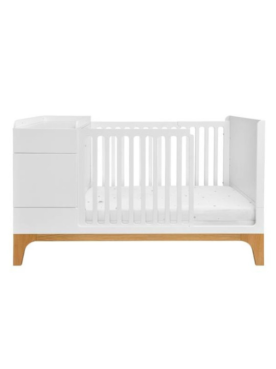 Culla 70x120 estendibile a 70x160 + scrivania UP! bianca per bambini - BellAmy