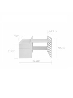 Evolutionary cradle 70x120 convertible into a junior bed 70x160 with storage and drawer + desk Up! Bellamy