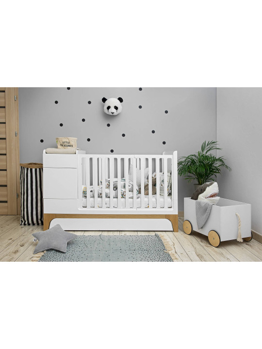 Culla 70x120 estendibile a 70x160 + scrivania UP! bianca per bambini - BellAmy