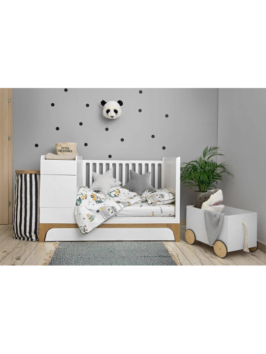 Culla 70x120 estendibile a 70x160 + scrivania UP! bianca per bambini - BellAmy