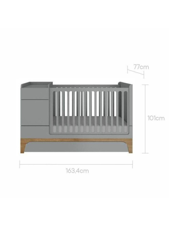 Cot 70x120 extendable to 70x160 + desk UP! grey - BellAmy