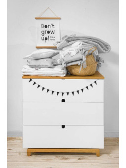 Children's babies chest of 3 drawers with changing table in white and natural wood mod. Nomi by Bellamy
