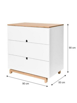Children's babies chest of 3 drawers with changing table in white and natural wood mod. Nomi by Bellamy