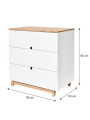 Children's babies chest of 3 drawers with changing table in white and natural wood mod. Nomi by Bellamy