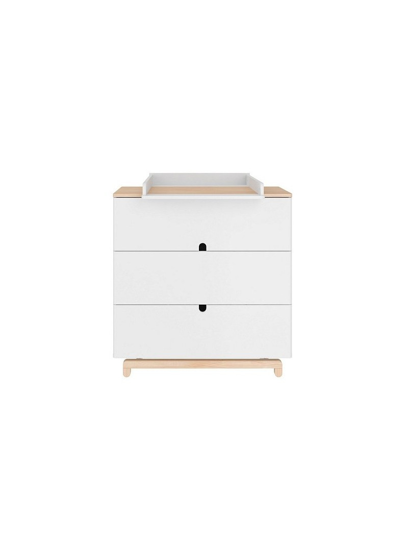 Children's babies chest of 3 drawers with changing table in white and natural wood mod. Nomi by Bellamy
