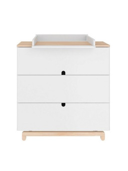 Cassettiera comò con fasciatoio per la cameretta dei bambini e neonati in legno bianco e naturale mod. Nomi by Bellamy