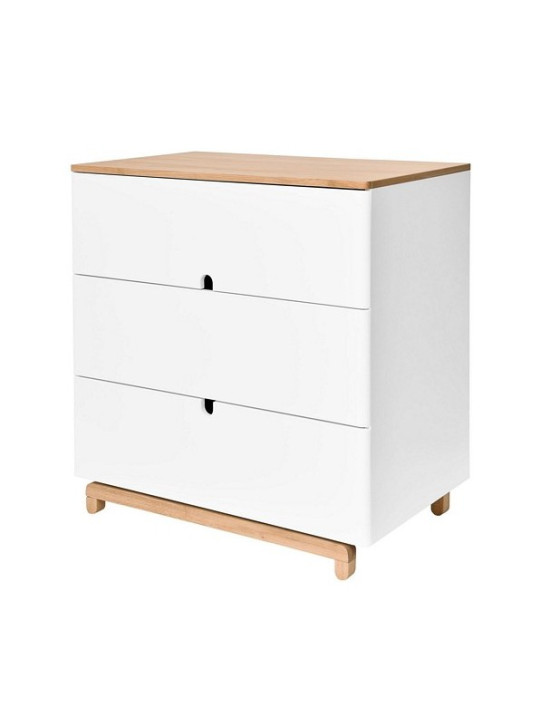 Children's babies chest of 3 drawers with changing table in white and natural wood mod. Nomi by Bellamy