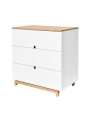 Children's babies chest of 3 drawers with changing table in white and natural wood mod. Nomi by Bellamy