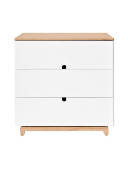 Cassettiera comò con fasciatoio per la cameretta dei bambini e neonati in legno bianco e naturale mod. Nomi by Bellamy