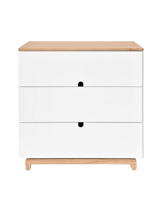 Children's babies chest of 3 drawers with changing table in white and natural wood mod. Nomi by Bellamy