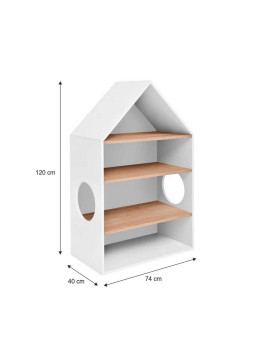Libreria a forma di casetta in legno bianco e naturale mod. Nomi per bambini e camerette by Bellamy