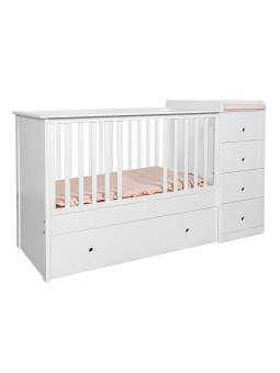 Culla 60x120 in legno per la cameretta dei bambini e neonati con cassettiera e fasciatoio Paso Doble by Bellamy